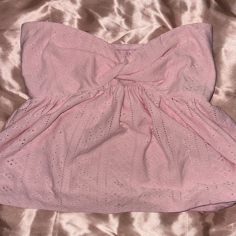 Pink Eyelet Strapless Top